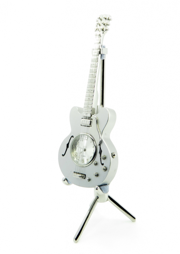 Zegar stojący gitara metalowy GUITAR SREBRNY 15 cm
