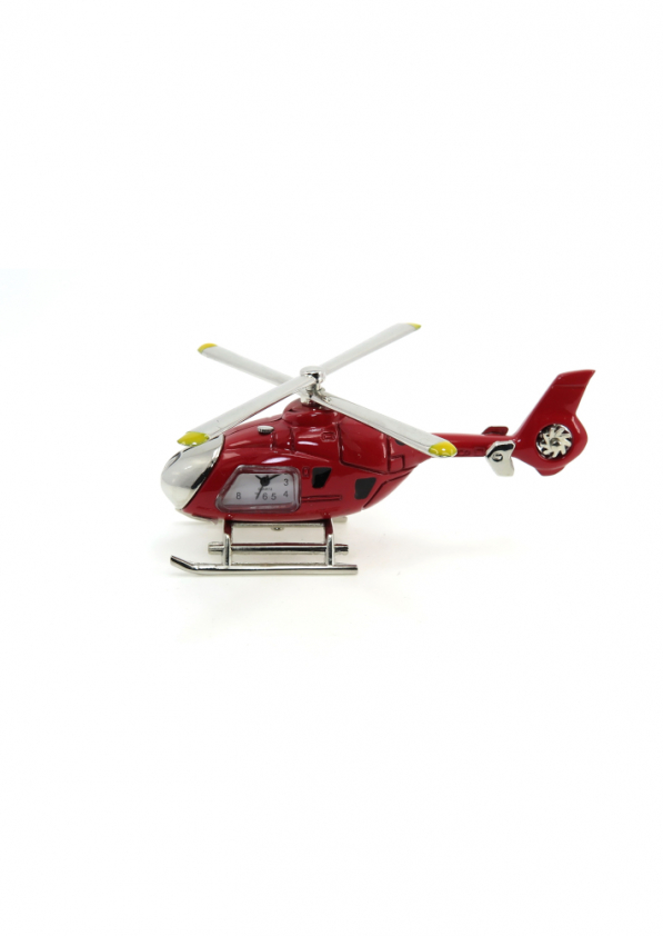 Zegar stojący helikopter metalowy HELICOPTER CZERWONY 10 cm