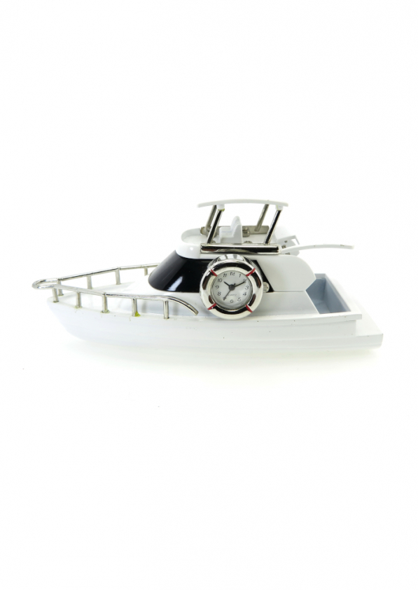 Zegar stojący łódź metalowy BOAT BIAŁY 5 cm