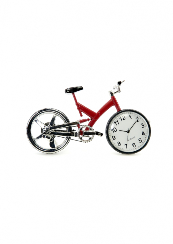 Zegar stojący rower metalowy BIKE CZERWONY 6,5 cm