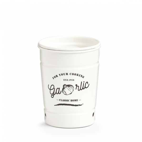 ZELLER Garlic - pojemnik na czosnek metalowy z pokrywką