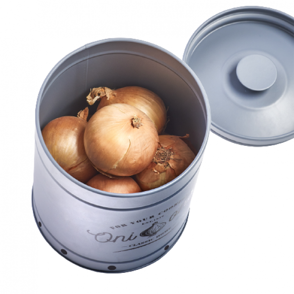 ZELLER Onions - pojemnik na cebulę metalowy z pokrywą 