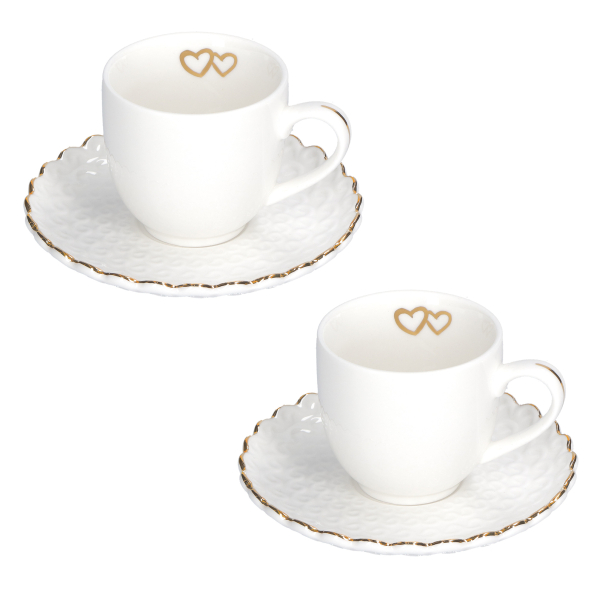 LA PORCELLANA BIANCA Momenti Oro 85 ml 2 szt. - filiżanki do espresso porcelanowe ze spodkami