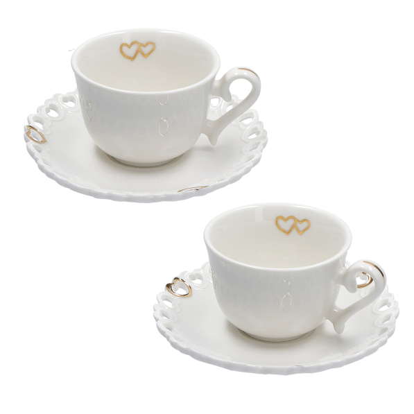 LA PORCELLANA BIANCA Valentino Oro 80 ml 2 szt. - filiżanki do espresso porcelanowe ze spodkami