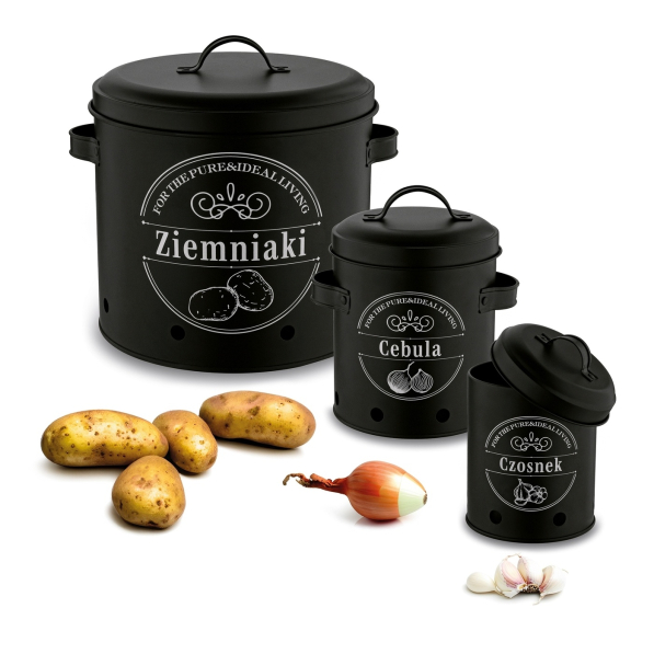 Zestaw 3 metalowych pojemników kuchennych na warzywa TADAR