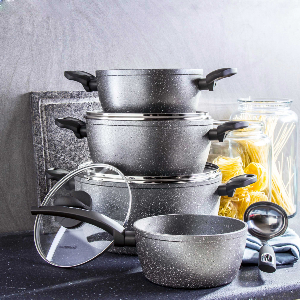Zestaw 4 garnków aluminiowych z pokrywkami FLORINA LAVA