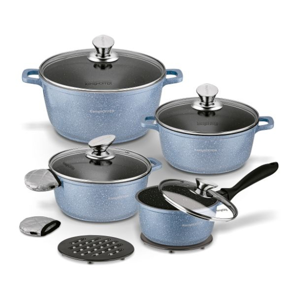 Zestaw 4 garnków aluminiowych z pokrywkami i akcesoriami KONIGHOFFER POLLO 12 el.