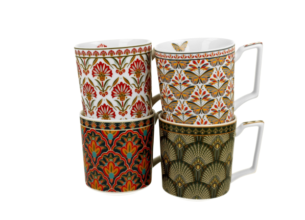 Zestaw 4 kubków porcelanowych DUO GEOMETRIC 350 ml