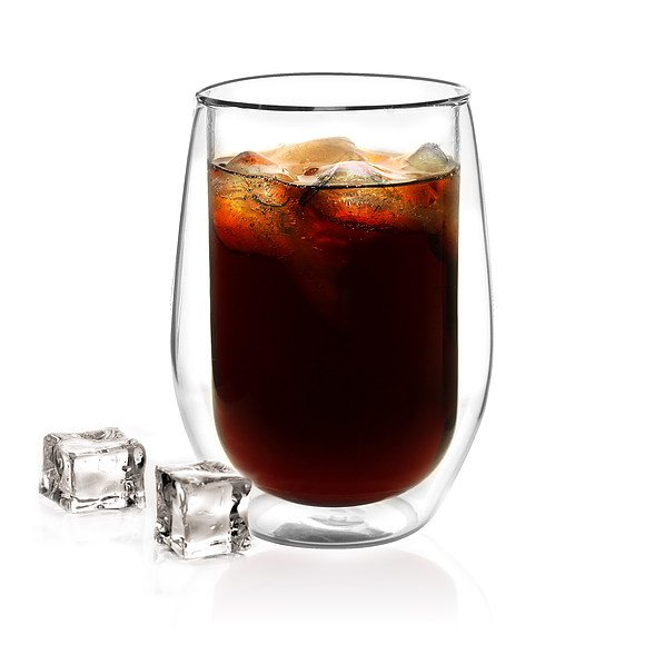 VIALLI DESIGN Amo 400 ml 6 szt. - szklanki do kawy i herbaty termiczne z podwójnymi ściankami i słomkami szklane 