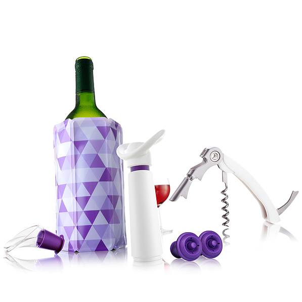 VACU VIN Wein 6 el. Fioletowy - zestaw akcesoriów do wina plastikowy