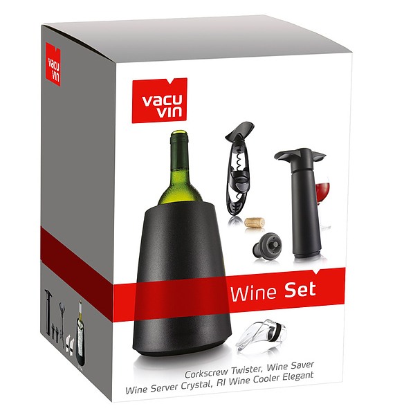 VACU VIN Wein 6 el. Czarny - zestaw akcesoriów do wina plastikowy