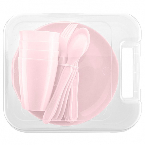 Zestaw piknikowy plastikowy różowy 22 el.