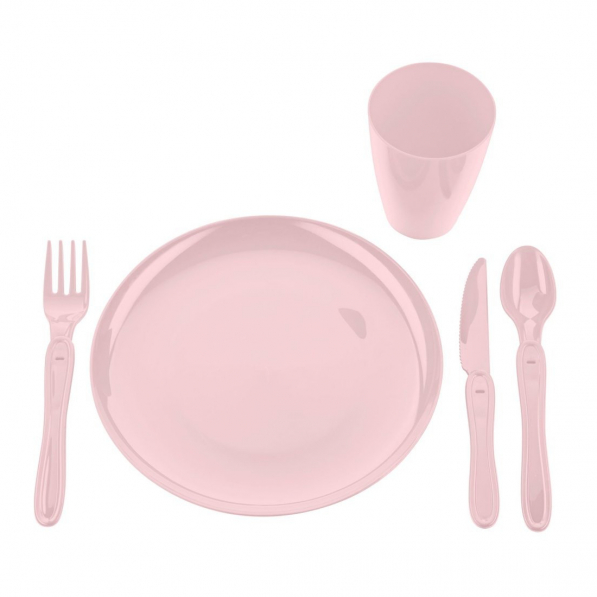 Zestaw piknikowy plastikowy różowy 22 el.