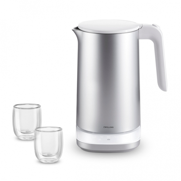 ZWILLING Enfinigy Pro 1,5 l - czajnik elektryczny bezprzewodowy ze stali nierdzewnej z regulacją temperatury i szklankami