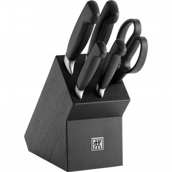 ZWILLING Four Star Black 6 el. - noże kuchenne kute w bloku z nożyczkami