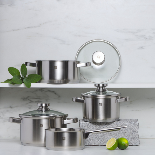 ZWILLING Joy - zestaw 4 garnków ze stali nierdzewnej z pokrywkami i patelnią