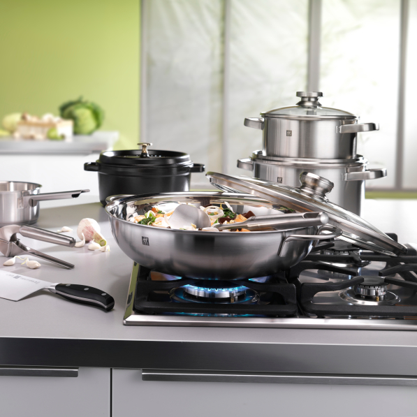 ZWILLING Twin Nova 32 cm - patelnia / wok ze stali nierdzewnej z pokrywką