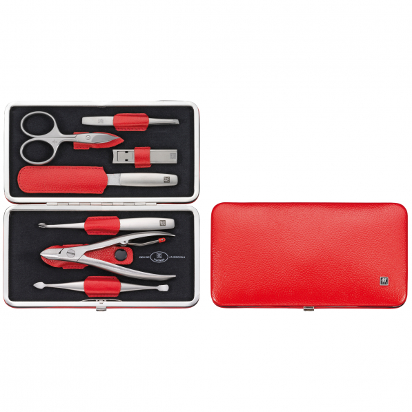 ZWILLING Twinox 8 el. czerwony - zestaw do paznokci podróżny ze stali nierdzewnej w etui 