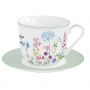 Filiżanka do kawy i herbaty porcelanowa ze spodkiem FLORASION WIELOKOLOROWA 370 ml