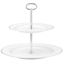 AMBITION Aura Silver 27 cm - patera na ciasto dwupoziomowa porcelanowa