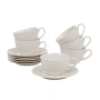 AMBITION Linea 220 ml 6 szt. - filiżanki do kawy i herbaty porcelanowe ze spodkami