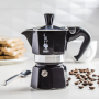 BIALETTI Moka Express na 1 filiżankę espresso (1 tz) czarna - włoska kawiarka aluminiowa ciśnieniowa 