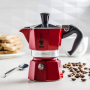 BIALETTI Moka Express na 1 filiżankę espresso (1 tz) czerwona - kawiarka aluminiowa ciśnieniowa 