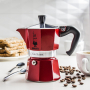 BIALETTI Moka Express na 3 filiżanki espresso (3 tz) czerwona - kawiarka aluminiowa ciśnieniowa 