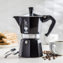 BIALETTI Moka Express na 6 filiżanek espresso (6 tz) czarna - kawiarka aluminiowa ciśnieniowa 