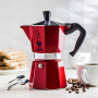 BIALETTI Moka Express na 6 filiżanek espresso (6 tz) czerwona - kawiarka aluminiowa ciśnieniowa 