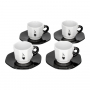 BIALETTI Perfetto Moka 75 ml czarno-białe - filiżanki do espresso porcelanowe ze spodkami