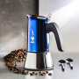 BIALETTI New Venus na 4 filiżanki espresso (4 tz) niebieska - kawiarka ze stali nierdzewnej ciśnieniowa