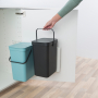 BRABANTIA Sort and Go 2 x 12 l miętowo szare - Kosze do segregacji śmieci plastikowe