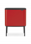 BRABANTIA Touch Bin Bo 3 x 11 l czerwony - kosz do segregacji śmieci stalowy trzykomorowy