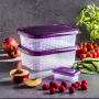 BRANQ Ori 3 szt. fioletowe - zestaw pojemników na żywność plastikowych