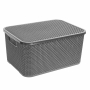 BRANQ Rattan L 27,8 x 38 cm grafitowy - koszyk do przechowywania plastikowy z pokrywką