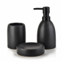 Dozownik do mydła w płynie z mydelniczką i kubkiem BATHLAB EDA BLACK 330 ml