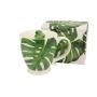 DUO Monstera New 450 ml biało-zielony - kubek porcelanowy 