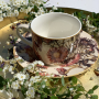 DUO Secret Garden Peony 240 ml wielokolorowa - filiżanka do kawy i herbaty porcelanowa ze spodkiem