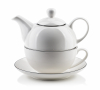Dzbanek do herbaty i kawy porcelanowy z filiżanką i spodkiem AFFEK DESIGN SIMPLE 450 ml