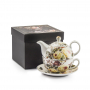Dzbanek do herbaty i kawy porcelanowy z filiżanką i spodkiem ENGLISH COLLECTION ROSES 0,45 l