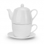 Dzbanek do herbaty i kawy porcelanowy z filiżanką i spodkiem REGULAR BIAŁY 0,2 l