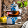 Dzbanek do herbaty i kawy szklany z podgrzewaczem DUO ART GALLERY ALMOND BLOSSOM BY V. VAN GOGH 1 l