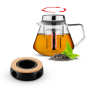 Dzbanek do herbaty i kawy szklany z zaparzaczem FLORINA CARYN 1 l i podgrzewaczem 