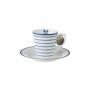 Filiżanka do espresso porcelanowa ze spodkiem LAURA ASHLEY CANDY STRIPE BIAŁA 80 ml