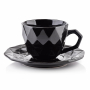 Filiżanka do kawy i herbaty ceramiczna ze spodkiem AFFEK DESIGN ADEL CZARNA 280 ml