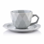 Filiżanka do kawy i herbaty ceramiczna ze spodkiem AFFEK DESIGN ADEL SZARA 280 ml