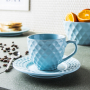 Filiżanka do kawy i herbaty ceramiczna ze spodkiem DIAMOND CALM NIEBIESKA 200 ml