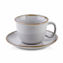 Filiżanka do kawy i herbaty porcelanowa ze spodkiem AFFEK DESIGN CAL SZARA 280 ml