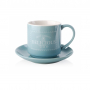 Filiżanka do kawy i herbaty porcelanowa ze spodkiem DELICIOUS BŁĘKITNA 250 ml 